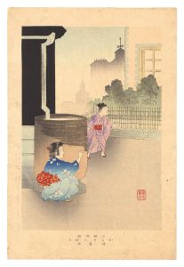 春汀「小供風俗　かくれんぼう」
