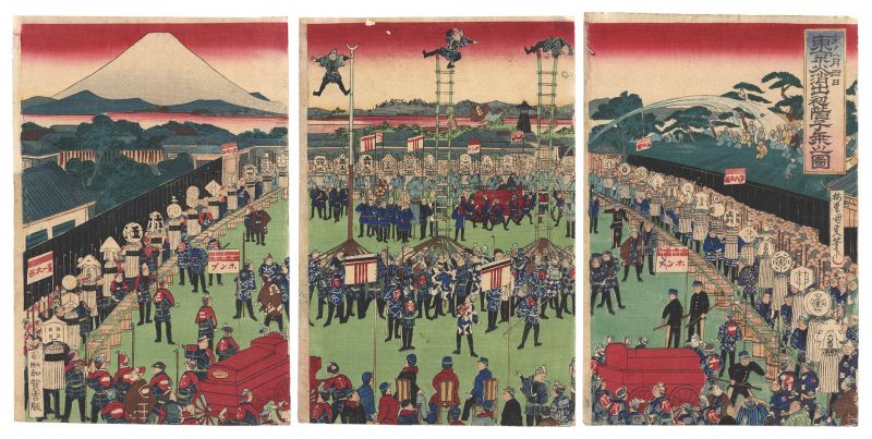 Kunimasa “New Year Event of Firefighters in Tokyo, January 4, 1875”
