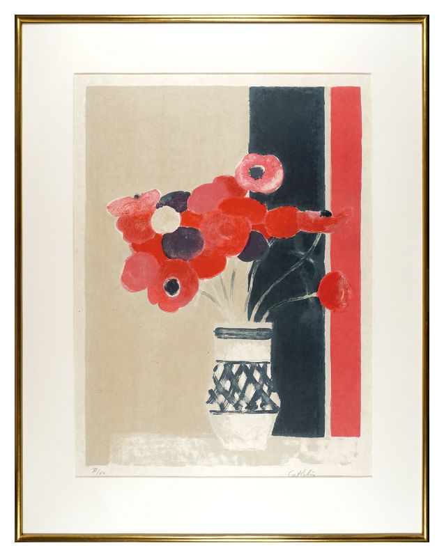 Bernard Cathelin “Anemones in the Lattice Vase”