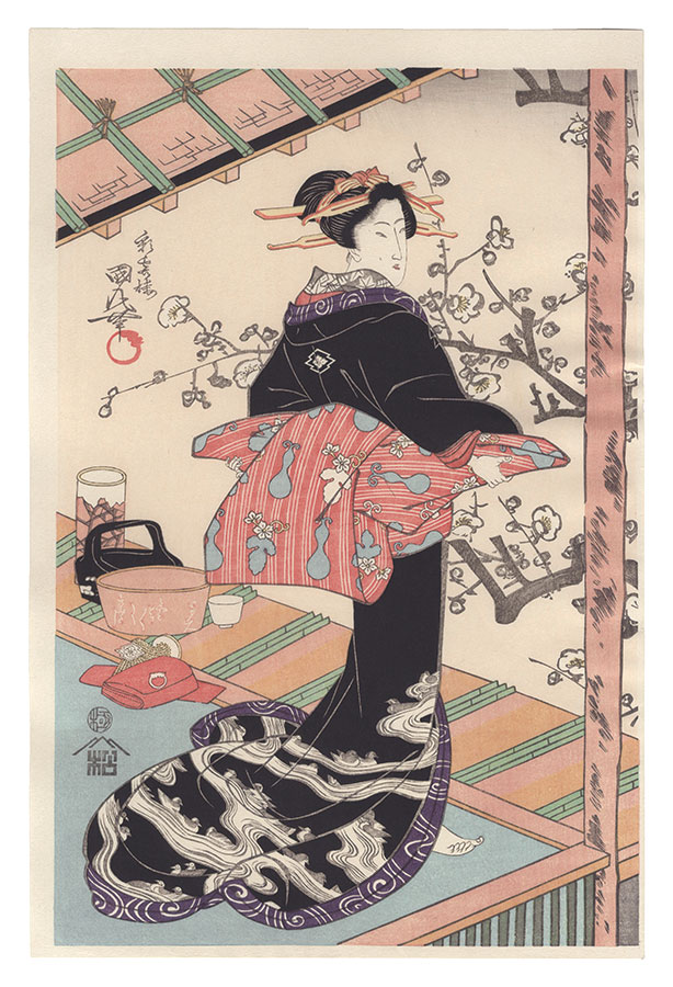 Kunimaru “Plum-blossom viewing beauty【Reproduction】”