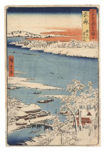 広重初代「六十余州名所図会　武蔵 隅田川雪の朝」