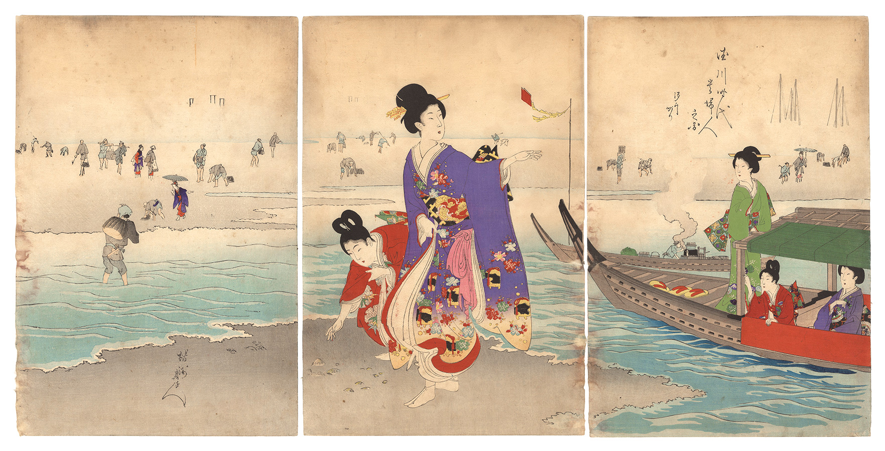 Chikanobu “Ladies of the Tokugawa Period / Gathering Shellfish”