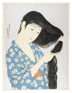 橋口五葉「髪梳ける女」