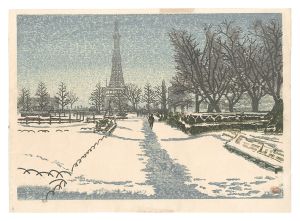 成田玉泉「板画新日本百景　札幌大通り雪景」