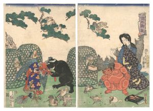 芳盛「金太郎遊」