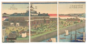 国輝二代「東都築地保弖留館海岸庭前之図」