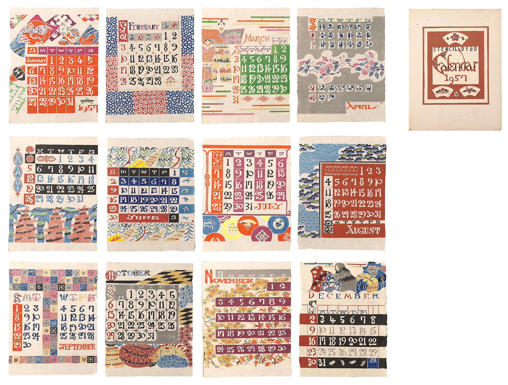 芹沢銈介「型染カレンダー　1957」