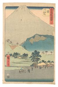 Hiroshige I / Famous Sights of the Fifty-three Stations / No. 14, Hara: View of Mount Fuji and Mount Ashitaka [五十三次名所図会　十四　原 あし鷹山不二眺望]