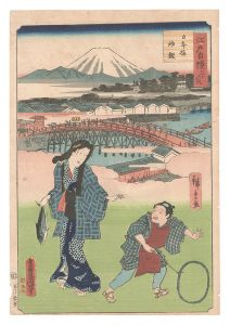 Toyokuni III and Hiroshige II / The Pride of Edo: Thirty-six Scenes / Hatsu-gatsuo at Nihonbashi [江戸自慢三十六興　日本橋初鰹]