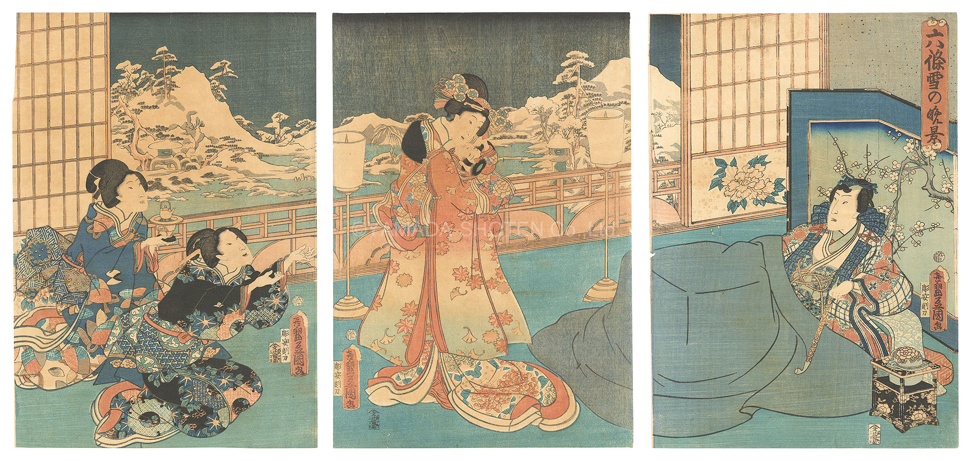 Toyokuni III “Evening Scene at Snowy Rokujo”