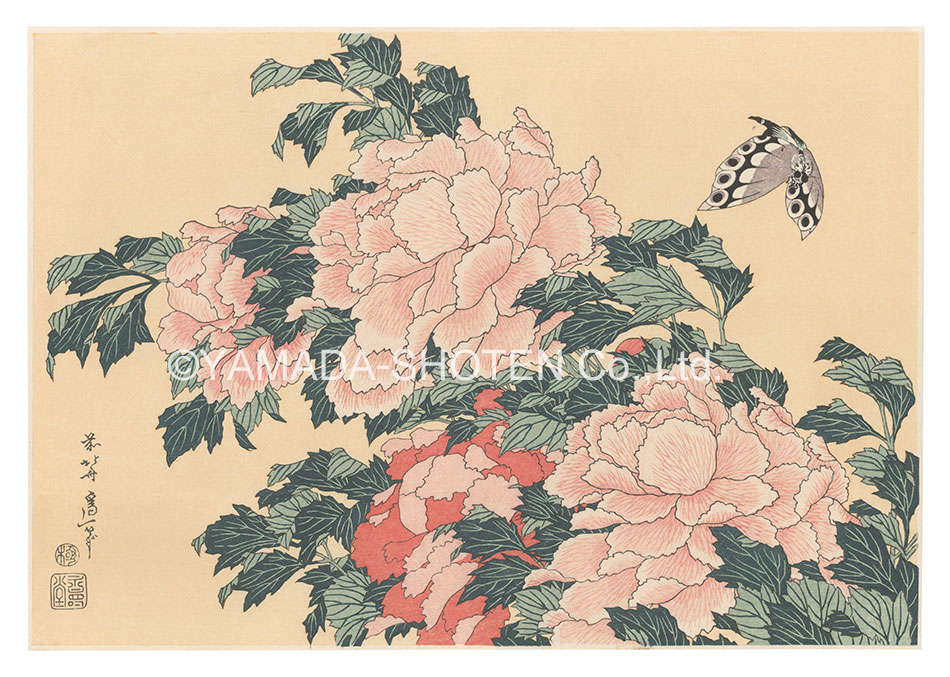 Hokusai “Peonies and Butterfly【Reproduction】”