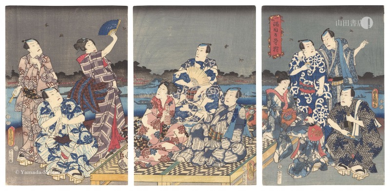 Toyokuni III “Catching Fireflies by the Sumida River”