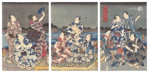 Toyokuni III / Catching Fireflies by the Sumida River [隅田乃蛍狩]