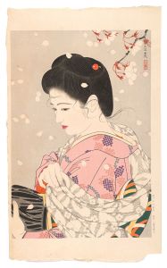 志村立美「現代美人風俗五態　花吹雪」