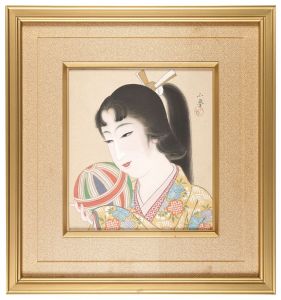 橘小夢「自筆画色紙　手鞠」