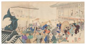 周延「千代田之御表　御大礼之節町人御能拝見」