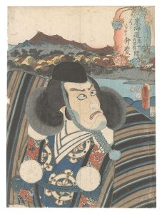 Actors for the Fifty-three Stations of the Tokaido Road / Hashimoto, between Arai and Shirasuka: Benkei / Toyokuni III