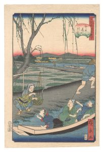 江戸名所道化尽　四十 四ッ木通りの引ふね　／　広景