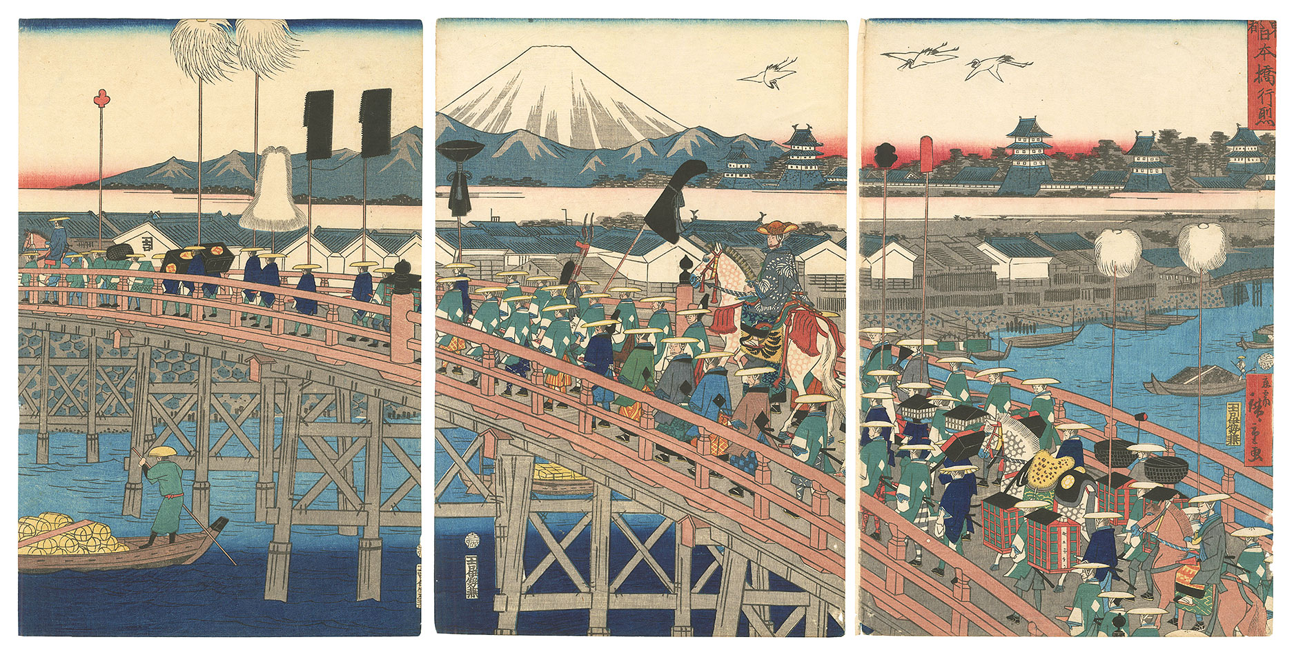 Hiroshige II “Procession at Nihonbashi Bridge in the Eastern Capital”