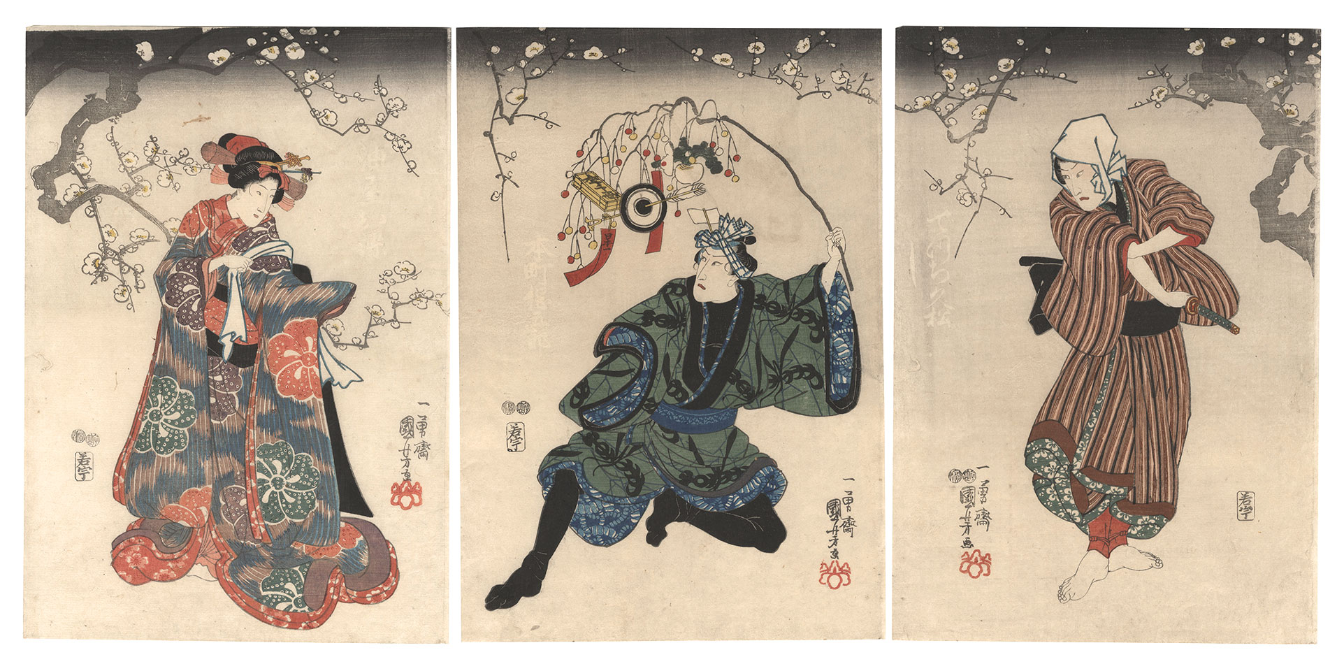 Kuniyoshi “Kabuki Play: Kumite Mimasu Soga no Hatsuyume”