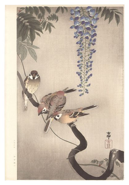 Ohara Koson(Shoson) “Sparrow and Wisteria (tentative title)”