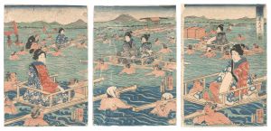 東海道大井川之図　／　芳員