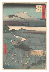 Hiroshige I / Famous Sights of the Fifty-three Stations / No. 20, Fuchu: Miroku 2-Chome, Abekawa [五十三次名所図会　二十 府中 安部川みろく弐丁町]
