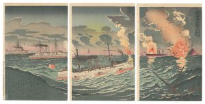 Great Victory of Our Forces at the Battle of the Yellow Sea / Fourth Illustration / Kiyochika