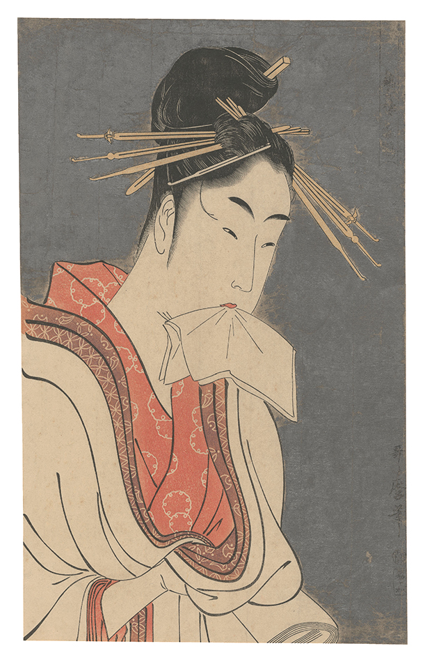 歌麿「美人気量競　鶏舌楼雛鶴【復刻版】」