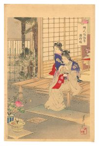 婦人風俗尽　縫模様　／　月耕