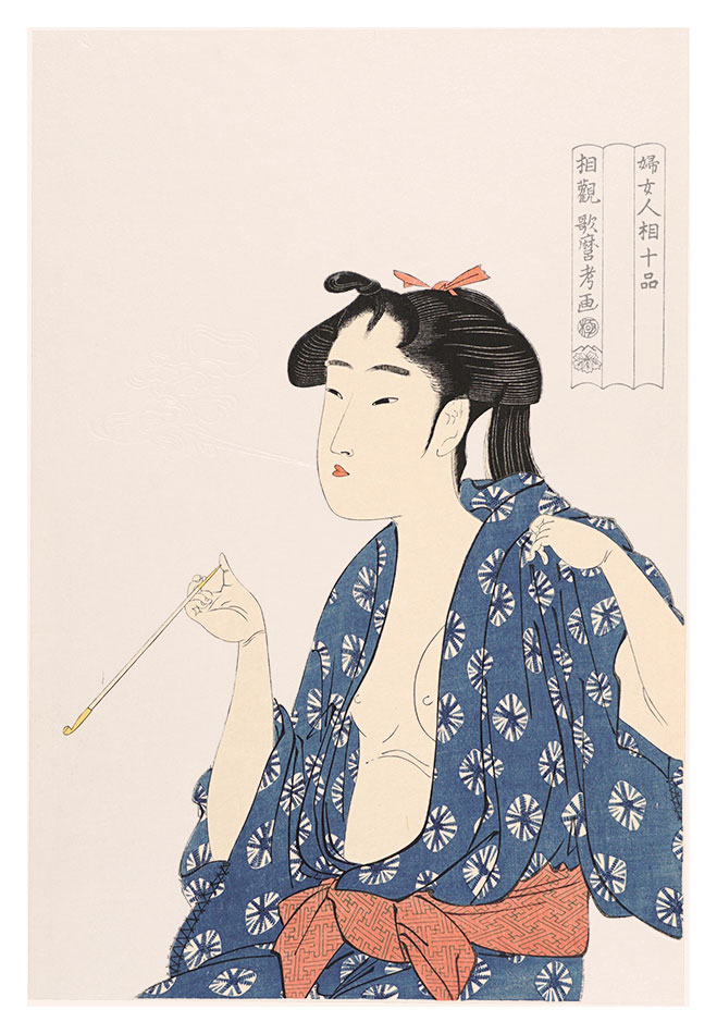 Utamaro “Ten Classes of Women's Physiogonomy / Woman Holding a Pipe【Reproduction】”