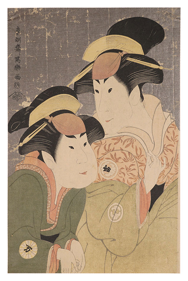 Sharaku “Actors Segawa Tomisaburo II as Yadorigi, Wife of Ogishi Kurando and Nakamura Manyo as the Maid Wakakusa【Reproduction】”