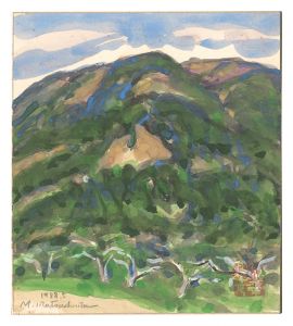 自筆画色紙　長野のりんご園　／　松島正幸