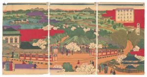 従東京上野至武州熊ヶ谷蒸気車往復繁栄之図 / 重清