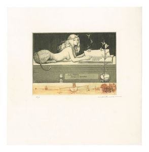 蔵書票　Sphinx on coffin