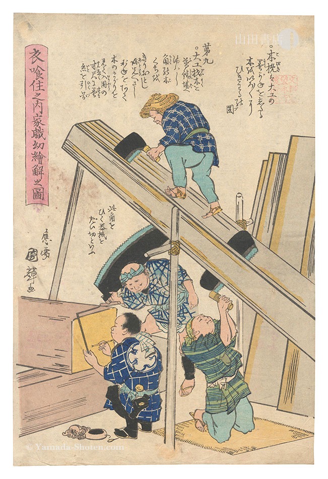 国輝二代「衣喰住之内家職幼絵解之図　第八 第九」