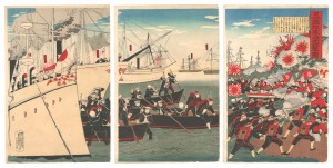 日本艦隊威海衛攻撃之図　／　作者不詳