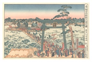 Utamaro / Mimachi Ritual of Benten Shrine at Shinobazu in Edo【Reproduction】 [東都不忍辨財天巳待之図 【復刻版】]