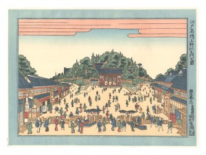 Toyoharu / Edo Meisho (Celebrated Places of Edo) / Nio Gate at Ueno 【Reproduction】 [江戸名所 上野仁王門之図 【復刻版】]