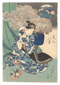 美人八景 回向院の晩鐘 / 国貞初代