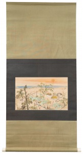 自筆画幅　漁村夕照　／　玉村方久斗