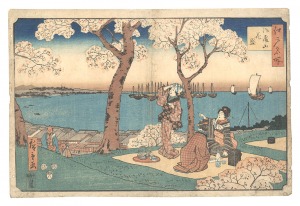 Famous Places in Edo / Cherry Blossoms in Full Bloom at Goten-yama / Hiroshige I