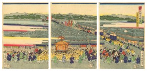 Famous Places in Tokyo / View of Gofukubashi, Minami-dori, Nihonbashi / Kuniteru II