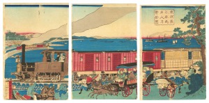 Steam Trains, Carriages and Rickshaws in Flourishing Tokyo / Kuniteru II