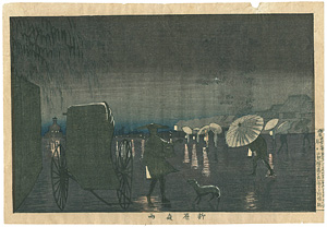 東京名所図　柳原夜雨 ／ 清親