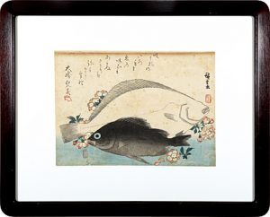 魚づくし　ひらめ・めばるにさくら ／ 広重初代